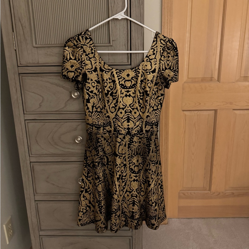 Black and Gold Mini Dress